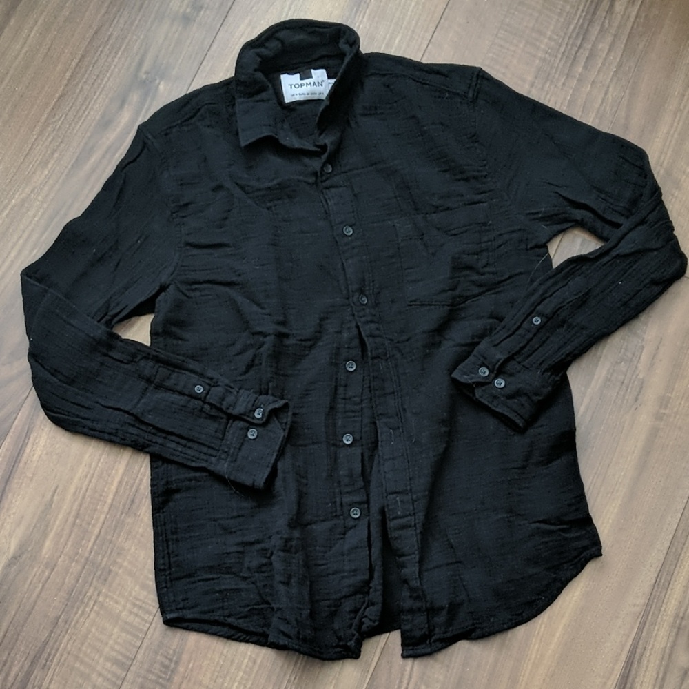 6/$25 Men's Topman Black Button Down Shirt
